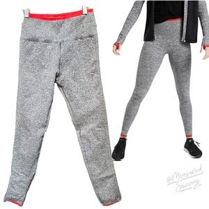Athleta - Medium - Andes High Rise Tights Leggings - Heather Grey and Red